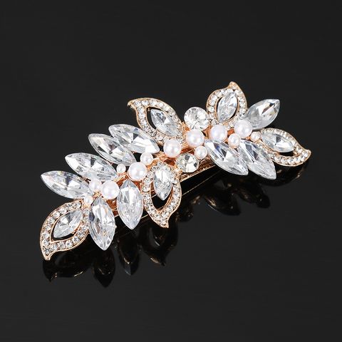 Women's Simple Style Classic Style Flower Zinc Alloy Inlay Hair Clip Hair Combs