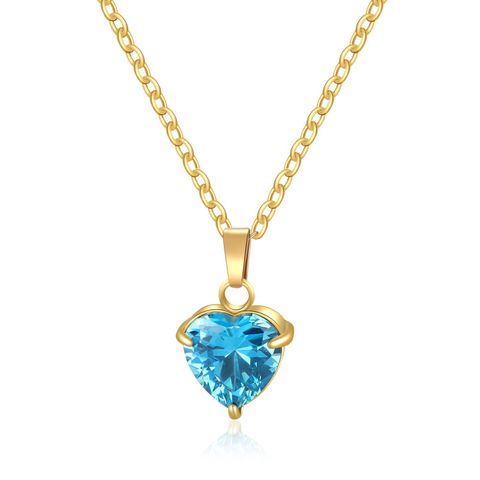 304 Stainless Steel 316 Stainless Steel  Simple Style Classic Style Inlay Heart Shape Zircon Pendant Necklace