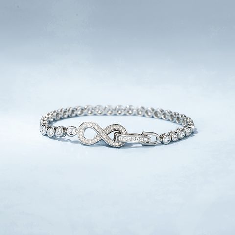 Sterling Silver Elegant Simple Style Infinity High Carbon Diamond Bracelets