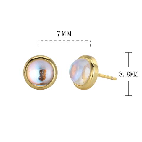 1 Pair Sweet Simple Style Round Inlay Sterling Silver Artificial Gemstones White Gold Plated Gold Plated Ear Studs