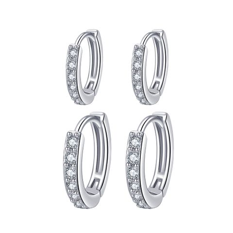 1 Piece Basic Modern Style Classic Style Geometric Plating Inlay Copper Zircon 18K Gold Plated Hoop Earrings