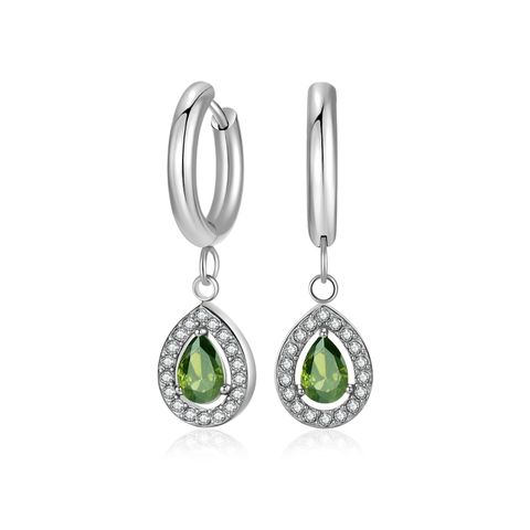 1 Pair Elegant Lady Geometric Water Droplets Plating Inlay 304 Stainless Steel Zircon Drop Earrings