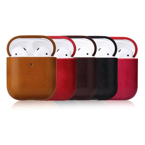 Casual Simple Style Solid Color Pu Leather AirPods Protective Case