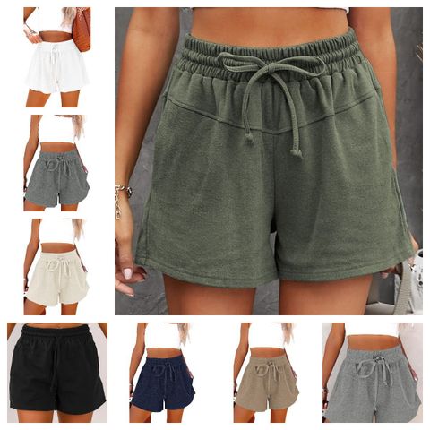 Women's Daily Simple Style Solid Color Shorts Pocket Straight Pants