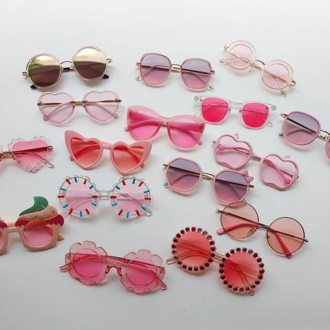 Casual Cute Color Block Pc Resin Special-Shaped Mirror Full Frame Kids Sunglasses