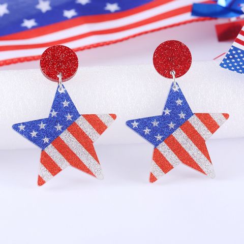 1 Pair Casual Star Water Droplets Arylic Drop Earrings