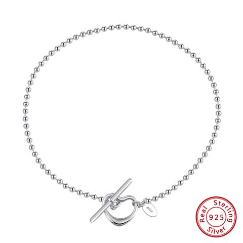 Simple Style Heart Shape Sterling Silver Polishing 14K Gold Plated White Gold Plated Women's Anklet