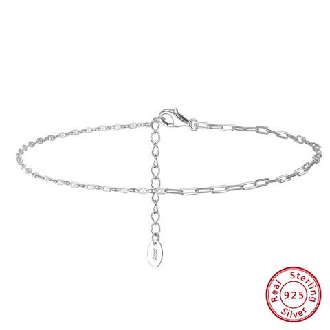 Simple Style Geometric Sterling Silver Polishing 14K Gold Plated White Gold Plated Women's Anklet