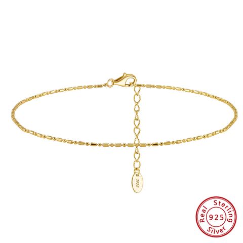 Simple Style Geometric Sterling Silver Polishing 14K Gold Plated White Gold Plated Women's Anklet