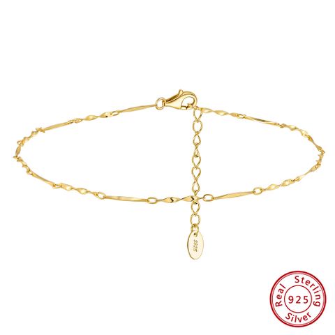 Simple Style Geometric Sterling Silver Polishing 14K Gold Plated White Gold Plated Women's Anklet