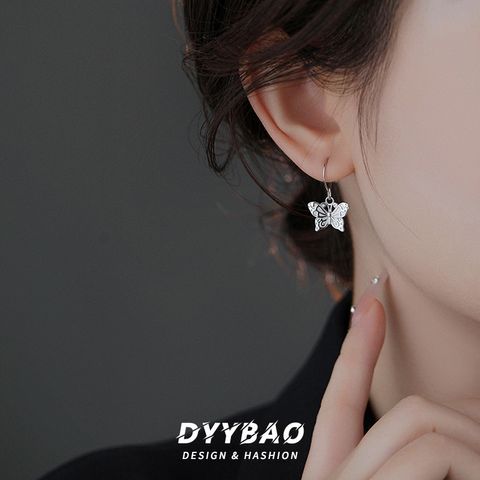 1 Pair Elegant Simple Style Butterfly Plating Sterling Silver Drop Earrings