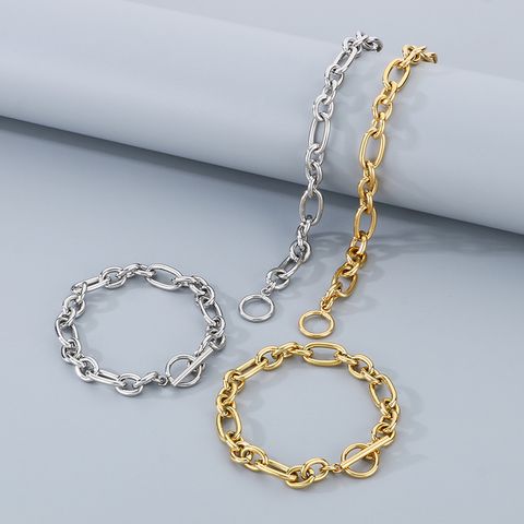 304 Stainless Steel 18K Gold Plated Simple Style Solid Color Jewelry Set