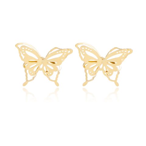 1 Pair Elegant Exaggerated Butterfly Plating Iron Gold Plated Ear Studs