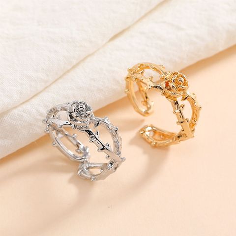 Copper White Gold Plated Gold Plated Simple Style Classic Style Streetwear Plating Rose Rings