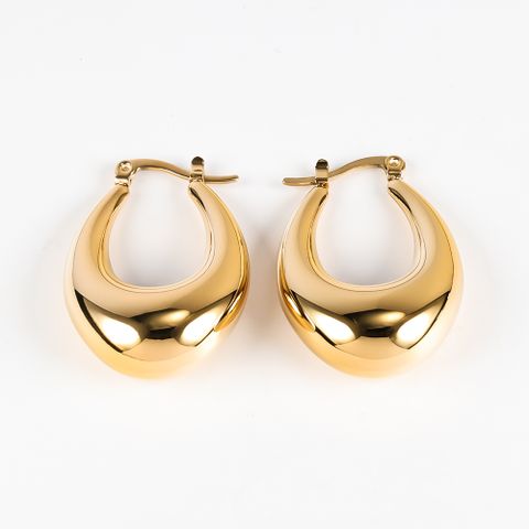 1 Paar Einfacher Stil Klassischer Stil U-Form Einfarbig Polieren Überzug Edelstahl 304 18 Karat Vergoldet Reif Ohrringe