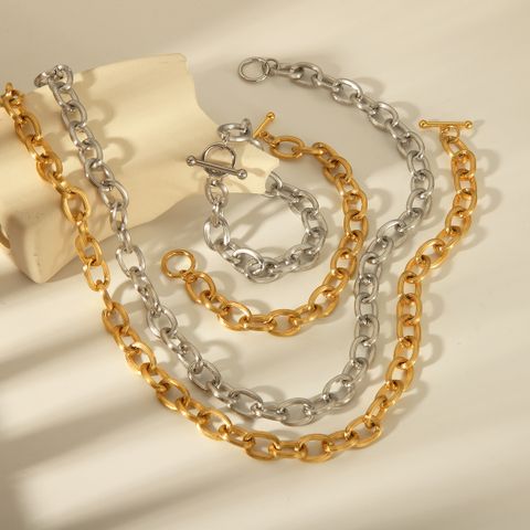 304 Stainless Steel 18K Gold Plated Vintage Style Exaggerated Classic Style Solid Color Jewelry Set