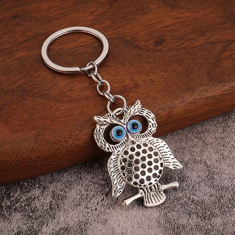 Casual Hip-Hop Owl Alloy Iron Polishing Plating White Gold Plated Bag Pendant Keychain