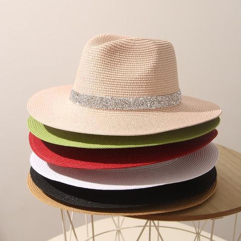 Stage Hat Men's Summer Panama Straw Hat Women's Light Diamond Top Hat British Grass Green Beach Sun Hat Sun Protection Hat Tide