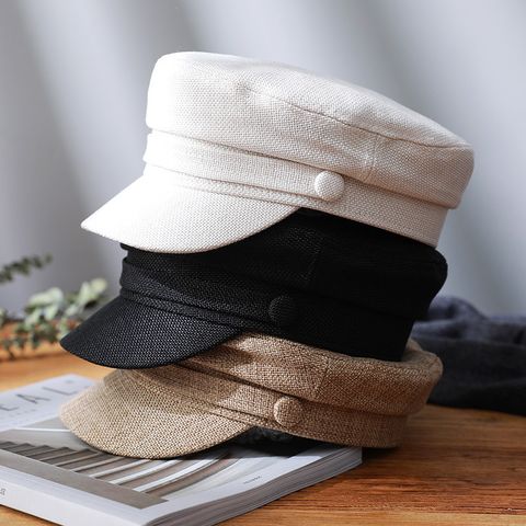 Women's Lady Simple Style Solid Color Flat Eaves Beret Hat