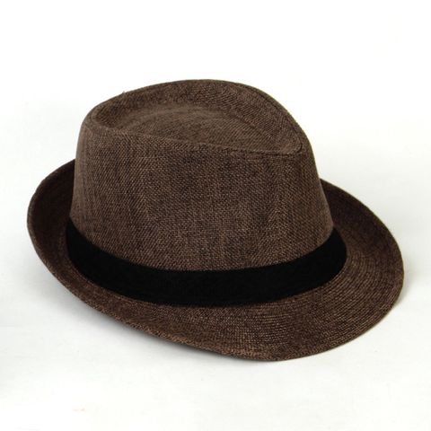 Manufacturers Supply Fedora Hat British Style Linen Solid Color Top Hat For Men And Women Curling Couple Sun Hat