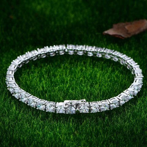 Sterling Silver Basic Modern Style Classic Style Inlay Geometric High Carbon Diamond Bracelets