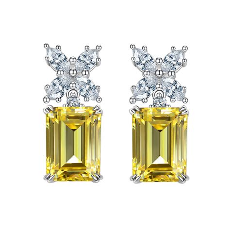 1 Pair Elegant Lady Streetwear Geometric Inlay Sterling Silver High Carbon Diamond Drop Earrings
