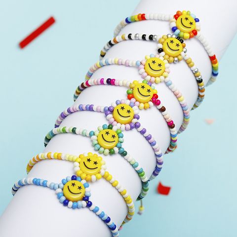 Wholesale Jewelry Cute Smiley Face Arylic Beaded Bracelets