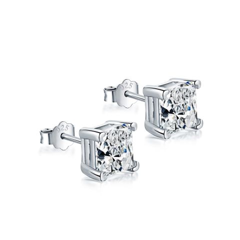 1 Pair Simple Style Classic Style Commute Geometric Heart Shape Plating Inlay Sterling Silver Zircon Ear Studs