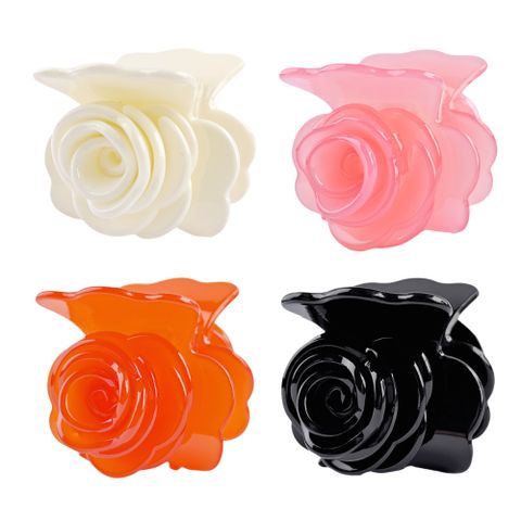 Women's Casual Elegant Rose Flower Acetic Acid Sheets Hair Claws