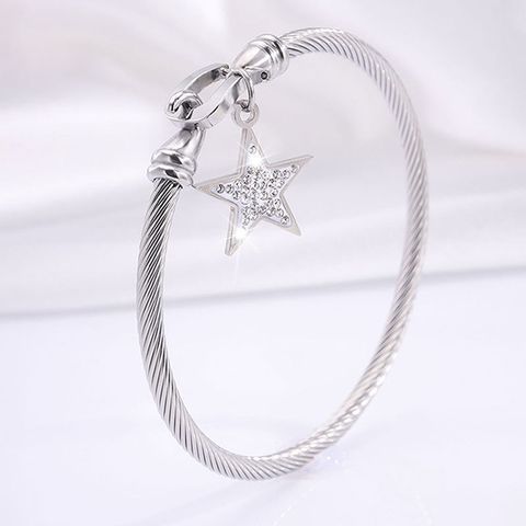 Simple Style Classic Style Star 304 Stainless Steel Rhinestones Bangle In Bulk