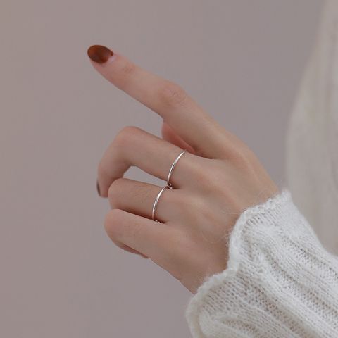 Copper Silver Plated Simple Style Solid Color Open Rings