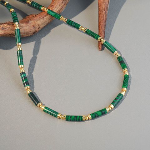 Ethnic Style Simple Style Round Malachite Copper Necklace In Bulk