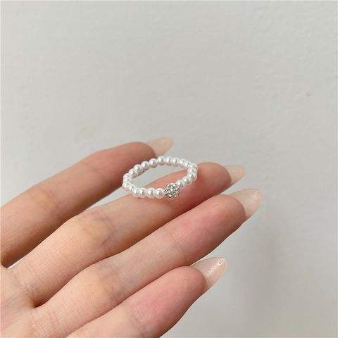 Sweet Simple Style Round Imitation Pearl Wholesale Rings