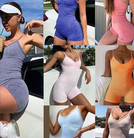 Women's Outdoor Daily Yoga Sexy Solid Color Rompers