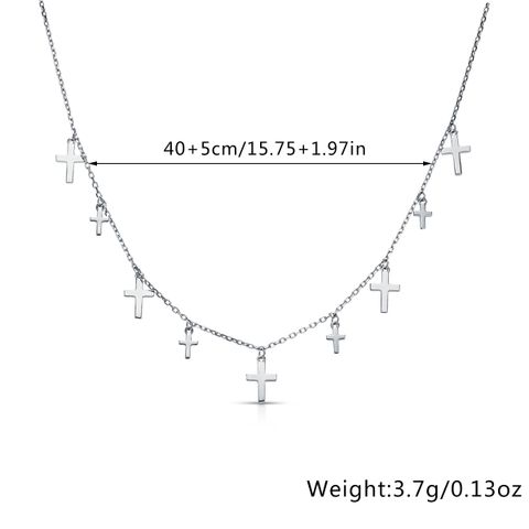 Basic Simple Style Cross White Gold Plated Sterling Silver Wholesale Bracelets Anklet Necklace