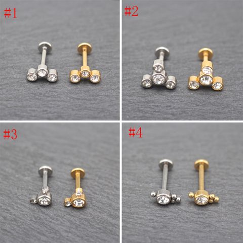 1 Piece Basic Modern Style Classic Style Solid Color Inlay 304 Stainless Steel Rhinestones 18K Gold Plated Ear Studs Cartilage Earrings