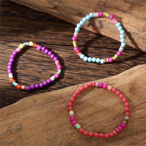 Wholesale Jewelry Casual Bohemian Pastoral Round CCB Arylic Soft Clay Beaded Bracelets