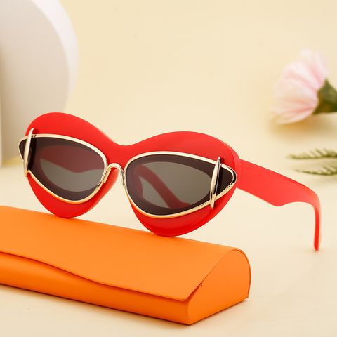 Streetwear Color Block Pc Cat Eye Full Frame Glasses