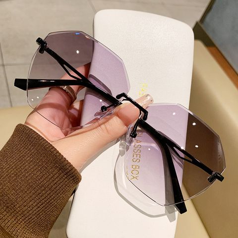 Streetwear Solid Color Pc Oval Frame Frameless Glasses