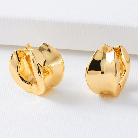 1 Pair Casual Simple Style Geometric Brass 18K Gold Plated Huggie Earrings