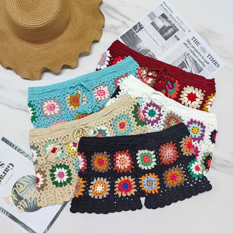 Women's Holiday Beach Vacation Printing Shorts Hand Crocheting Shorts