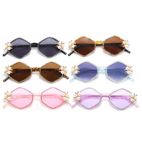 Elegant Basic Lady Pearl Pc Polygon Full Frame Glasses