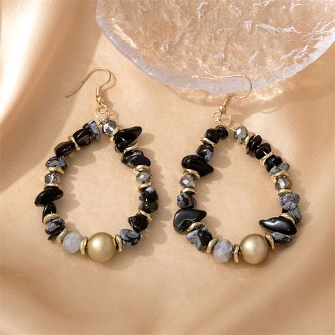1 Pair Simple Style Classic Style Color Block Beaded Arylic Alloy Drop Earrings