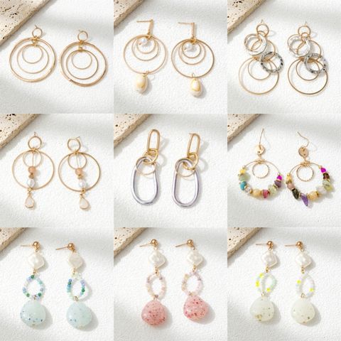 1 Pair Simple Style Classic Style Color Block Arylic Alloy Drop Earrings
