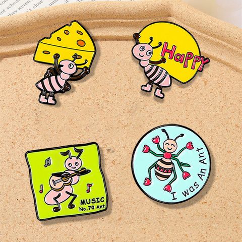 Cute Animal Cartoon Letter Alloy Stamping Stoving Varnish Plating Unisex Brooches