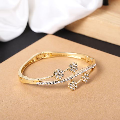 Simple Style Solid Color Zircon Alloy Wholesale Bangle