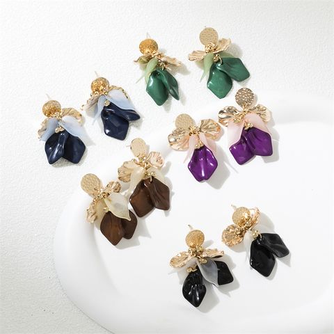 1 Pair Vintage Style Simple Style Color Block Beaded Arylic Alloy Drop Earrings