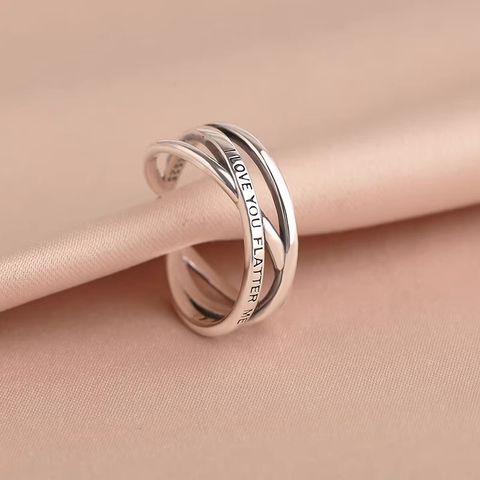 Sterling Silver Silver Plated Simple Style Letter Open Rings