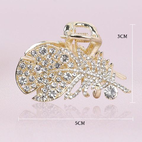 Women's Elegant Simple Style Feather Alloy Plating Rhinestones Hair Claws