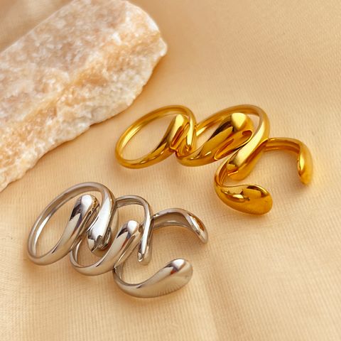 Wholesale Jewelry Casual Solid Color Classic Style Solid Color 304 Stainless Steel 18K Gold Plated Plating Open Rings